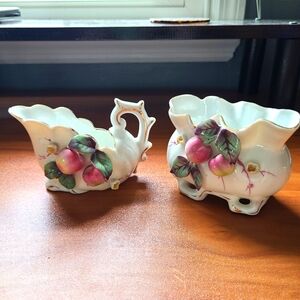Vintage ceramic peach cream and sugar